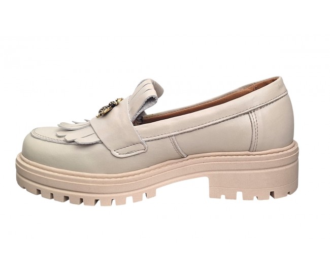 Pantofi dama casual din piele naturala Bej Latte Sasha