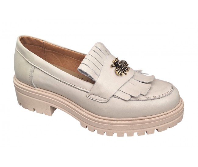 Pantofi dama casual din piele naturala Bej Latte Sasha