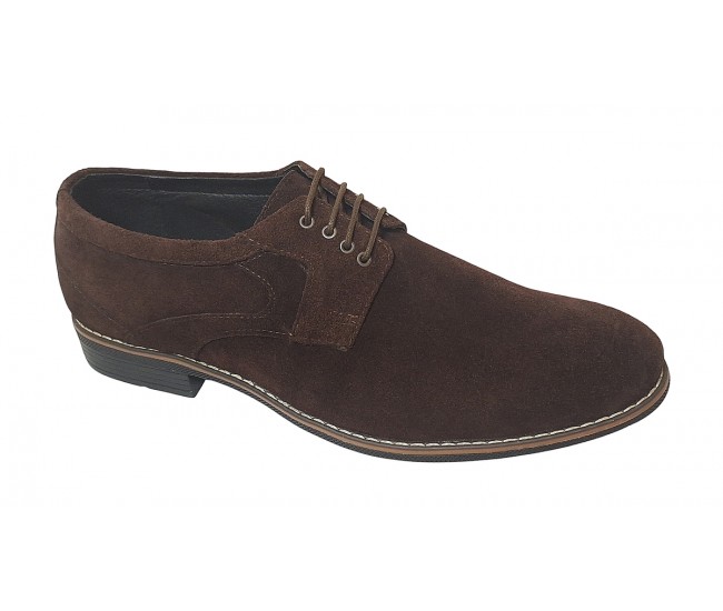 Pantofi barbati casual din piele naturala intoarsa - Marimea 44 Maro - GKR4RM