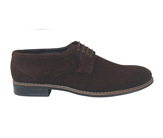 Pantofi barbati casual din piele naturala intoarsa - Marimea 44 Maro - GKR4RM