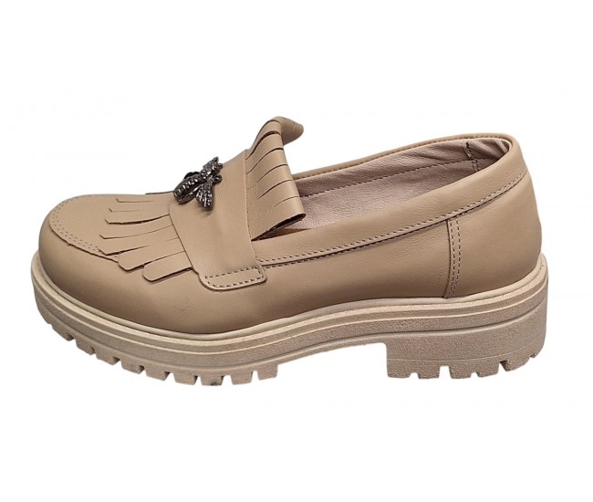 Pantofi casual dama din piele naturala bej - Sasha