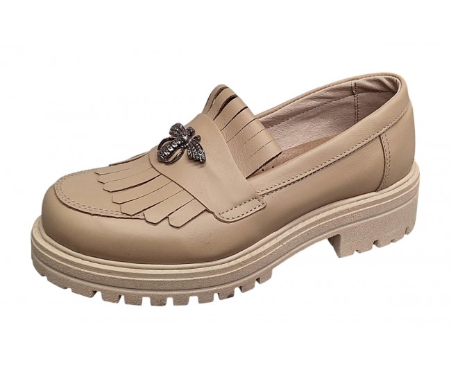 Pantofi casual dama din piele naturala bej - Sasha
