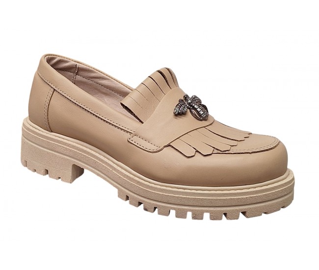 Pantofi casual dama din piele naturala bej - Sasha