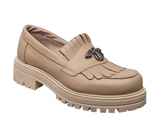 Pantofi casual dama din piele naturala bej - Sasha