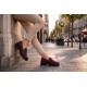 Pantofi dama bordeaux piele naturala cu talpa groasa si accesoriu albina