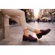 Pantofi dama bordeaux piele naturala cu talpa groasa si accesoriu albina