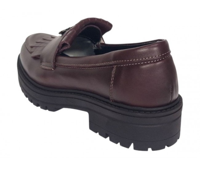 Pantofi dama bordeaux piele naturala cu talpa groasa si accesoriu albina