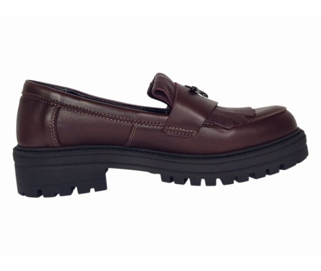 Pantofi dama bordeaux piele naturala cu talpa groasa si accesoriu albina