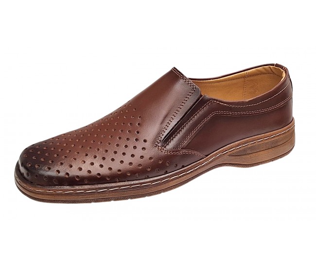 Pantofi barbati casual din piele naturala - Model perforat Maro 504M