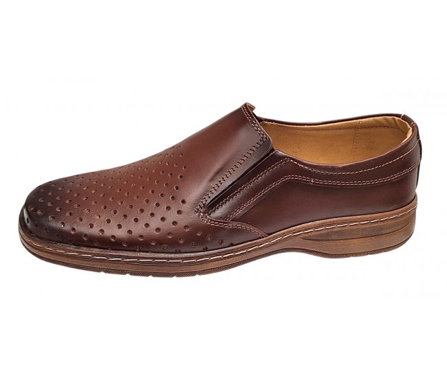 Pantofi barbati casual din piele naturala - Model perforat Maro 504M