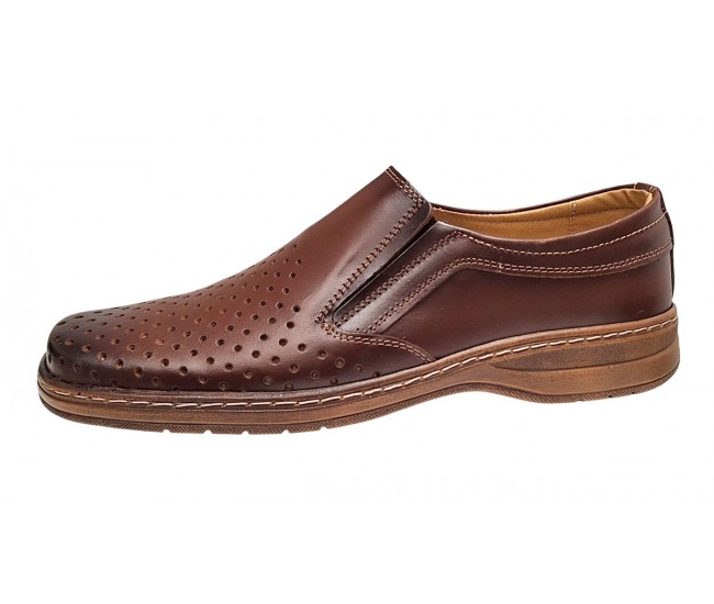 Pantofi barbati casual din piele naturala - Model perforat Maro 504M