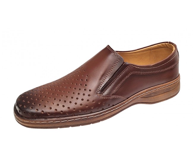 Pantofi barbati casual din piele naturala - Model perforat Maro 504M