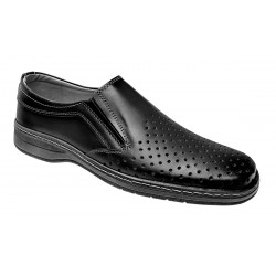 Pantofi barbati casual din piele naturala - Model perforat Negru 504N