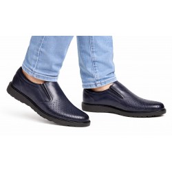 Pantofi barbati casual perforati din piele naturala Corsa Bleumarin - GKR506BLUE