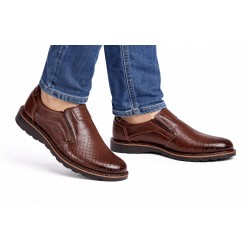 Pantofi barbati casual perforati din piele naturala Corsa Maro - GKR506M