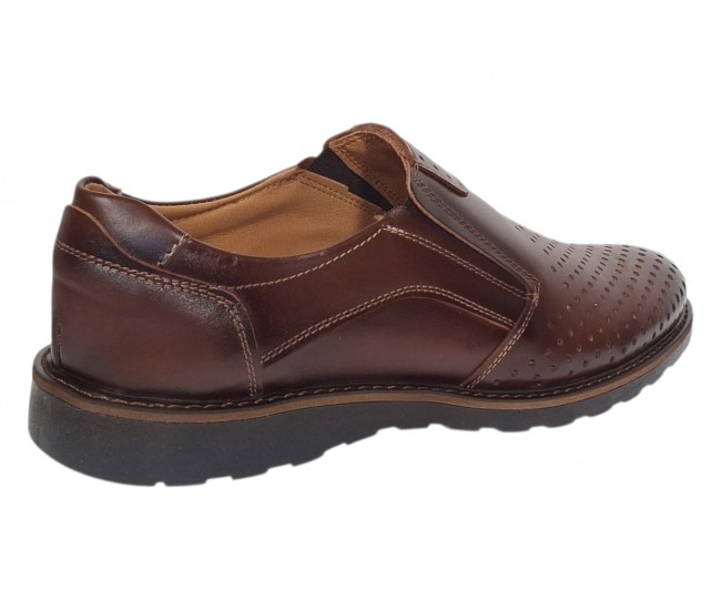 Pantofi barbati casual perforati din piele naturala Corsa Maro - GKR506M