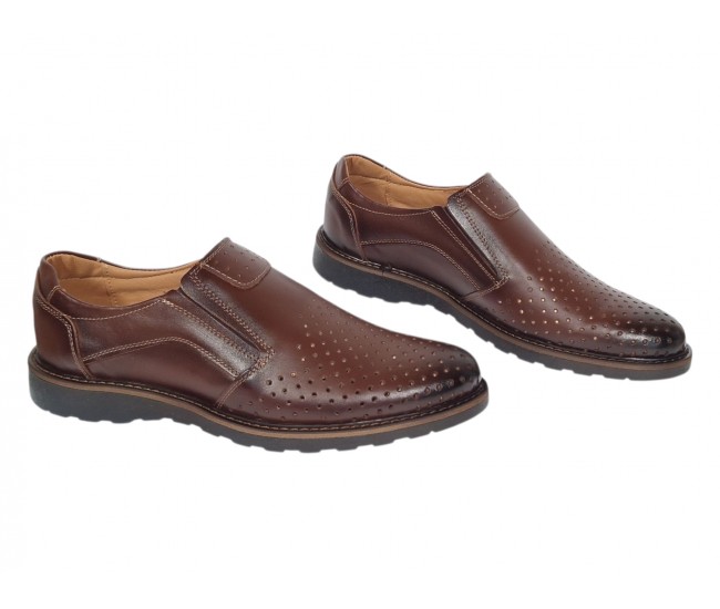 Pantofi barbati casual perforati din piele naturala Corsa Maro - GKR506M