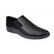 Pantofi barbati casual din piele naturala cu perforatii Negru GKR506N