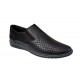 Pantofi barbati casual din piele naturala cu perforatii Negru GKR506N