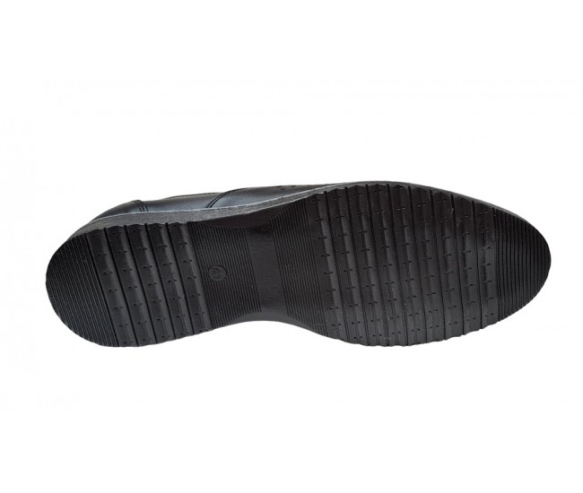 Pantofi barbati casual din piele naturala cu perforatii Negru GKR506N