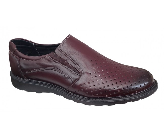 Pantofi barbati casual perforati din piele naturala 506 Visiniu