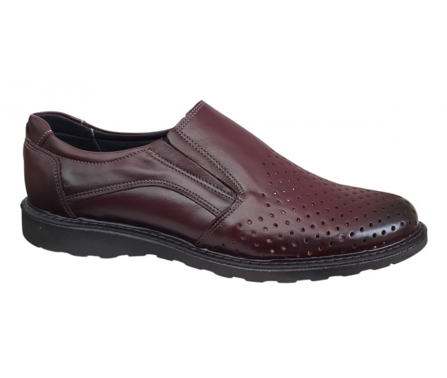Pantofi barbati casual perforati din piele naturala 506 Visiniu