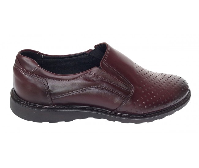Pantofi barbati casual perforati din piele naturala 506 Visiniu