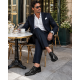 Pantofi eleganti barbati din piele naturala Havana Croco 51 Negru Lac