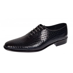 Pantofi eleganti barbati din piele naturala Havana Croco Lac Negru