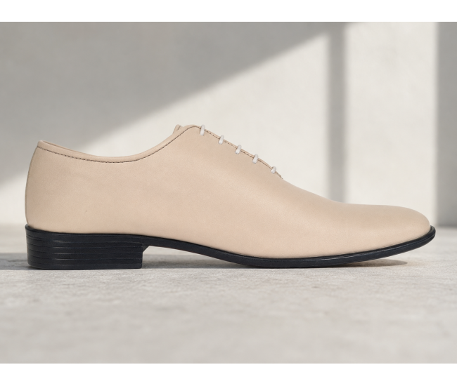 Pantofi barbati eleganti bej din piele naturala dintr-o bucata cu siret Havana GKR51TSB