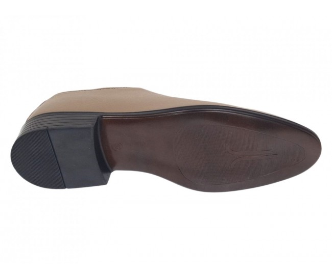 Pantofi eleganți bej pentru bărbați din piele naturală cu șiret și talpă confortabilă – GKR51TSB