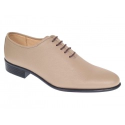 Pantofi eleganți bej pentru bărbați din piele naturală cu șiret și talpă confortabilă – GKR51TSB