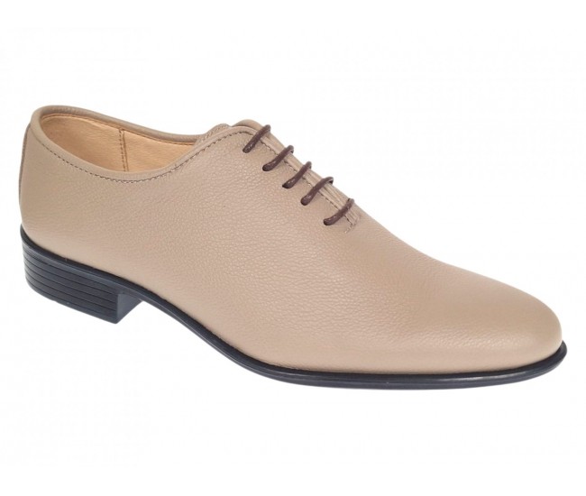 Pantofi eleganți bej pentru bărbați din piele naturală cu șiret și talpă confortabilă – GKR51TSB