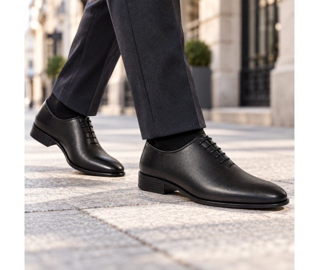 Pantofi bărbați negri eleganți din piele naturală cu șiret Havana GKR51TSN