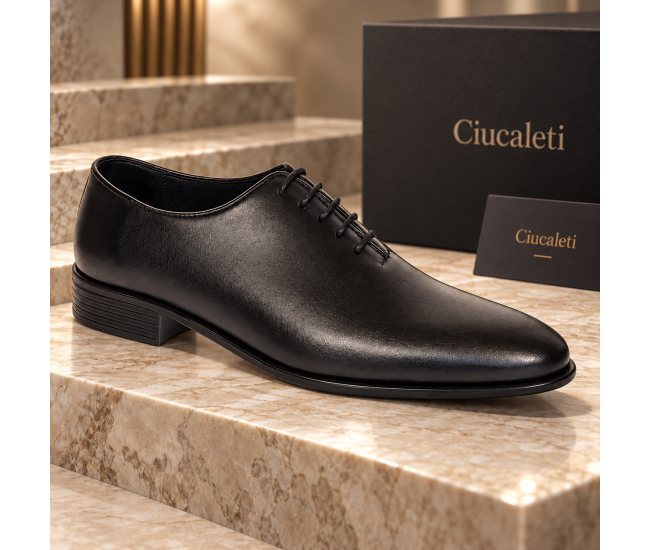 Pantofi bărbați negri eleganți din piele naturală cu șiret Havana GKR51TSN