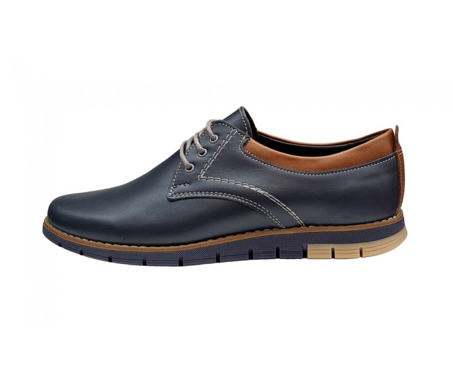 Pantofi barbati sport din piele naturala bleumarin, GKR57BLM