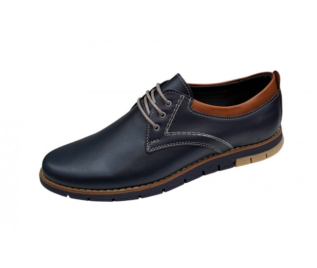 Pantofi barbati sport din piele naturala bleumarin, GKR57BLM