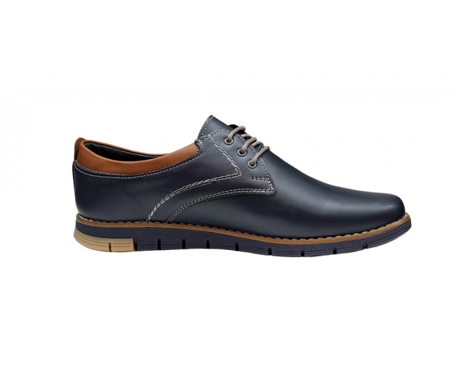 Pantofi barbati sport din piele naturala bleumarin, GKR57BLM