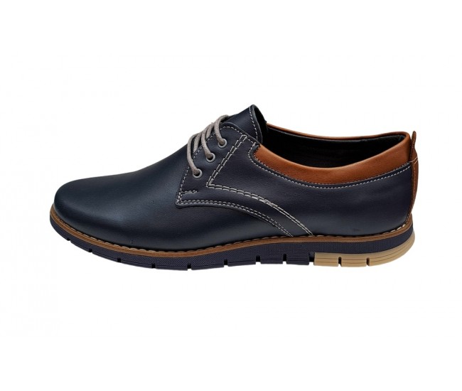 Pantofi barbati sport din piele naturala bleumarin, GKR57BLM