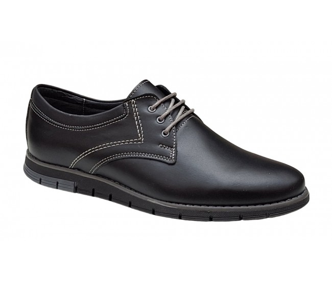Pantofi barbati sport din piele naturala, negru, GKR57N