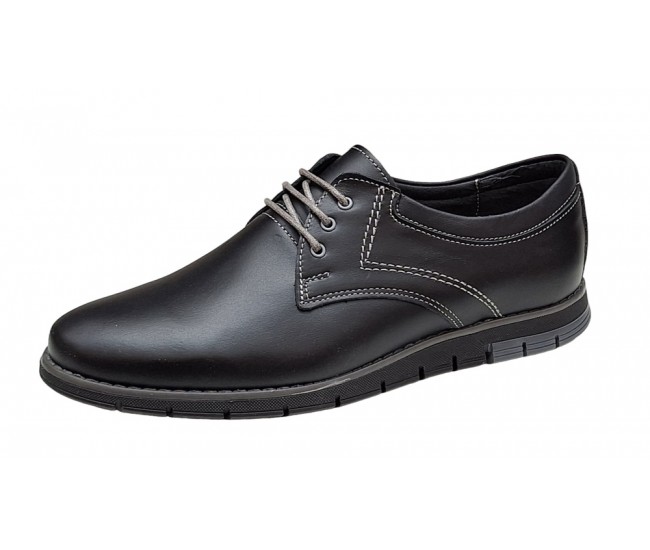Pantofi barbati sport din piele naturala, negru, GKR57N