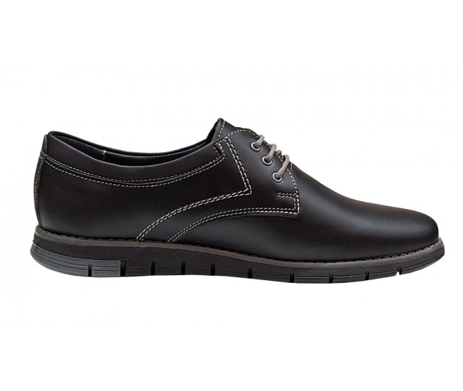 Pantofi barbati sport din piele naturala, negru, GKR57N