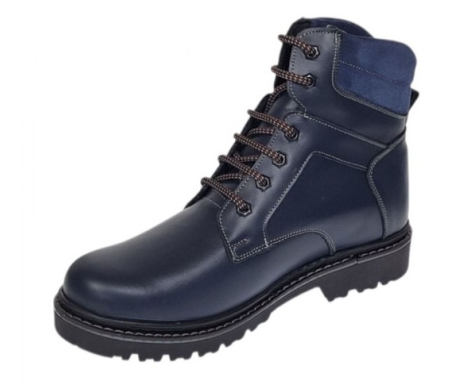 Bocanci barbati Sport din piele naturala model Bleumarin Imblanit GKR5KBLUE