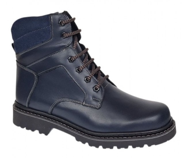Bocanci barbati Sport din piele naturala model Bleumarin Imblanit GKR5KBLUE