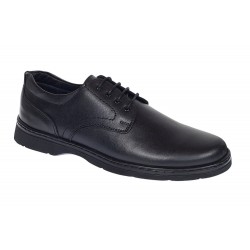 Pantofi barbati casual din piele naturala pe calapod lat Negru GKR5XN