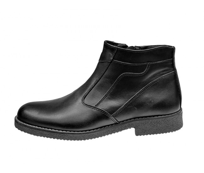 Ghete barbati casual, din piele naturala, cu fermoar, imblanite, negru, GKR SPORT - GKR61N