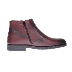 Ghete barbati din piele naturala bordeaux imblanite cu fermoar