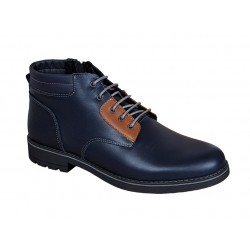 Ghete barbati casual, din piele naturala, cu siret, imblanite, bleumarin, GKR Imperium - GKR65BL