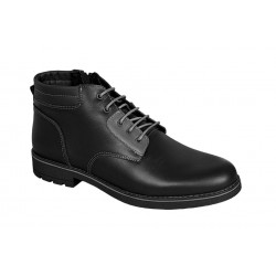 Ghete barbati casual, din piele naturala, cu siret si fermoar, imblanite, negru, GKR Imperia - GKR65N