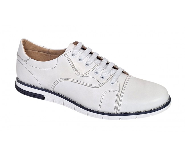 Pantofi barbati din piele naturala - Model Casual Alb GKR67A